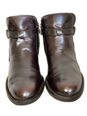 🥾☕ BØRN Brown Genuine Leather Harness Ankle Boots Moto Comfort | Women's 8.5M